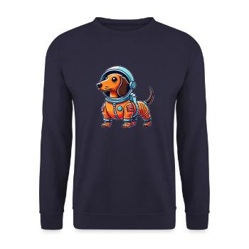 Dachshund Astronaut Space Science Fiction - Unisex Sweatshirt - navy - Front - Alina (178cm) & Michal (187cm)