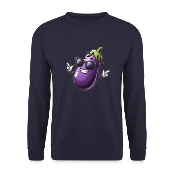 Coole Aubergine Sonnenbrille Sommer Gemüse - Unisex Pullover - Navy - Vorne - Alina (178cm) & Michal (187cm)