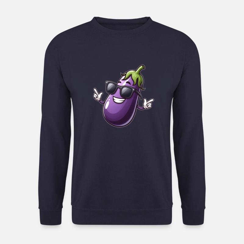 Cool Eggplant Sunglasses Summer Vegetables - Unisex Sweatshirt - navy