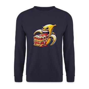 Funny Banana Lasagna Italian - Unisex Sweatshirt - navy - Front - Alina (178cm) & Michal (187cm)