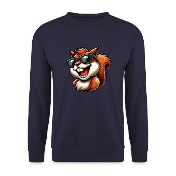 Cool squirrel with sunglasses laughing - Unisex Sweatshirt - navy - Front - Alina (178cm) & Michal (187cm)