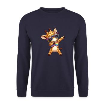 Coole Regenbogen Giraffe dabbing LGBT - Unisex Pullover - Navy - Vorne - Alina (178cm) & Michal (187cm)