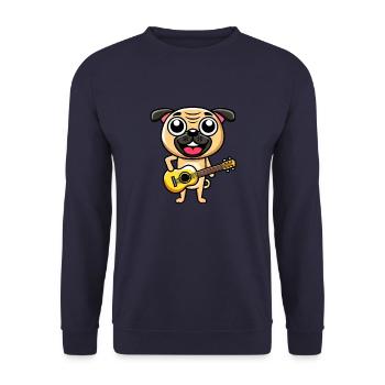 Funny Dog Guitar Guitarist Musician Cartoon - Unisex Sweatshirt - navy - Front - Alina (178cm) & Michal (187cm)