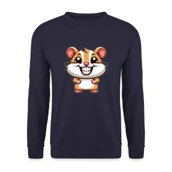 Süßer Hamster Meerschweinchen Comic Lustig - Unisex Pullover - Navy - Vorne - Alina (178cm) & Michal (187cm)