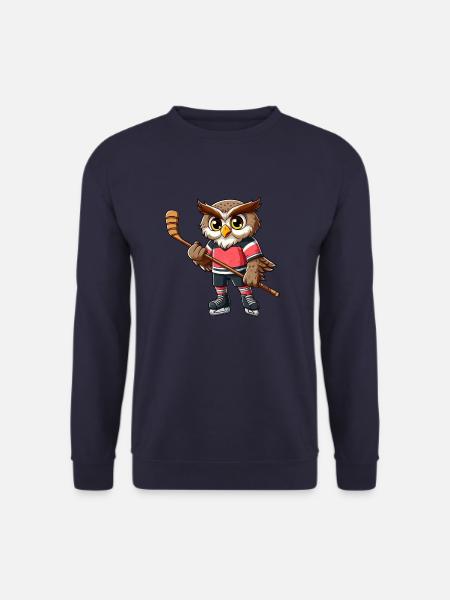 Lustige Eule Eishockeyspieler Comic Eishockey - Unisex Pullover - Navy