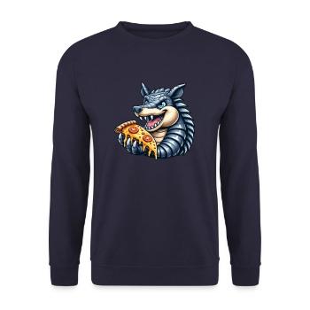 Armadillo Armadillo loves pizza Fast food - Unisex Sweatshirt - navy - Front - Alina (178cm) & Michal (187cm)