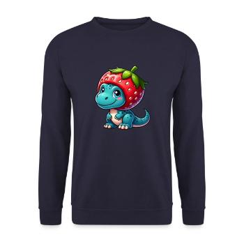 Süßer Dino T-Rex Erdbeere Fruchtiger Hut Skurril - Unisex Pullover - Navy - Vorne - Alina (178cm) & Michal (187cm)