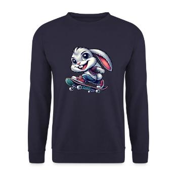 Lapin Blanc Skateboard Skateboarder Drôle - Sweat-shirt Unisexe - marine - Devant - Alina (178cm) & Michal (187cm)