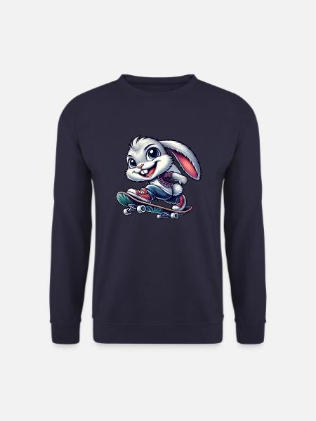 White Rabbit Skateboard Skateboarder Funny - Unisex Sweatshirt - navy