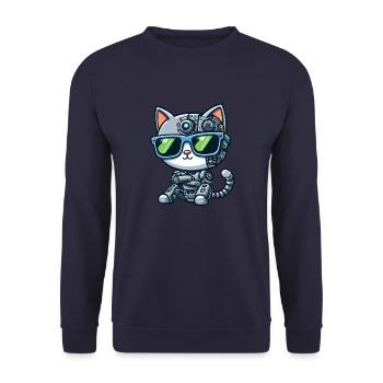 Chat Chat Robot Mech Cyborg Science-Fi - Sweat-shirt Unisexe - marine - Devant - Alina (178cm) & Michal (187cm)
