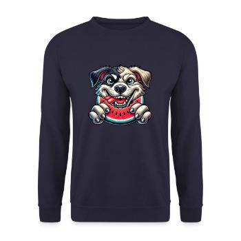 Funny Labrador with Watermelon Cartoon Summer - Unisex Sweatshirt - navy - Front - Alina (178cm) & Michal (187cm)