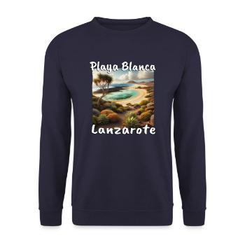 Playa Blanca Lanzarote Strand Urlaub Düne Wüste - Unisex Pullover - Navy - Vorne - Alina (178cm) & Michal (187cm)