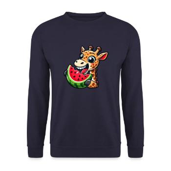 Girafe Cool Melon d’été Pastèque Bande dessinée - Sweat-shirt Unisexe - marine - Devant - Alina (178cm) & Michal (187cm)