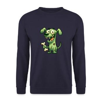 Halloween chien drôle zombie dessin animé - Sweat-shirt Unisexe - marine - Devant - Alina (178cm) & Michal (187cm)