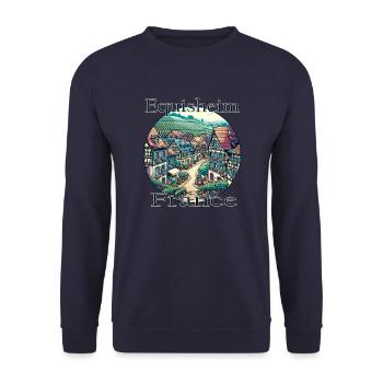 France, Eguisheim, Vieille ville, Montagnes, Paysage - Sweat-shirt Unisexe - marine - Devant - Alina (178cm) & Michal (187cm)