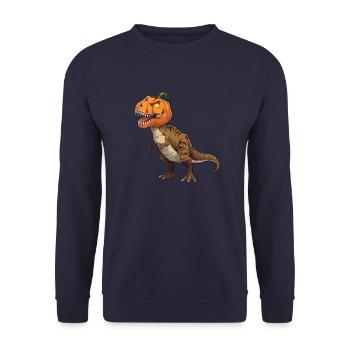 Funny Halloween T-Rex Dinosaur Comic - Unisex Sweatshirt - navy - Front - Alina (178cm) & Michal (187cm)