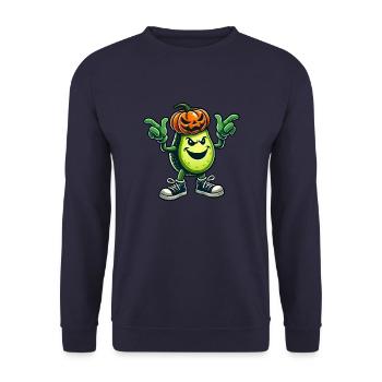 Halloween Avocado Monster Kürbis Cartoon - Unisex Pullover - Navy - Vorne - Alina (178cm) & Michal (187cm)