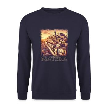 Matera Italien Urlaub Süden Sonnenuntergang - Unisex Pullover - Navy - Vorne - Alina (178cm) & Michal (187cm)