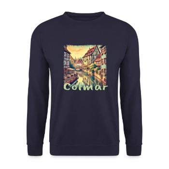 Colmar Frankreich Altstadt Kanal Altbau Urlaub - Unisex Pullover - Navy - Vorne - Alina (178cm) & Michal (187cm)