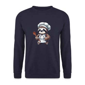 Cute Sloth Chef Chef Kitchen Cooking - Unisex Sweatshirt - navy - Front - Alina (178cm) & Michal (187cm)