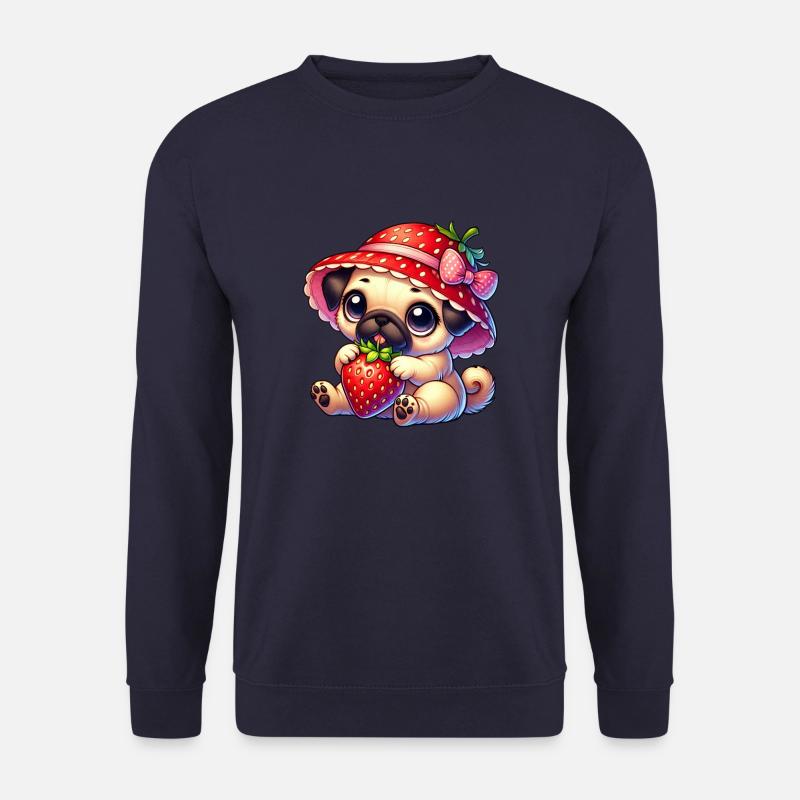 Mops mit Erdbeere Sommer Fruchtig - Unisex Pullover - Navy