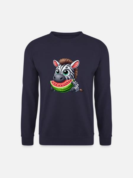 Zebra Watermelon Cartoon Summer Fruits - Unisex Sweatshirt - navy