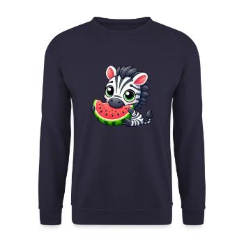 Zebra Melon Cartoon Watermelon Summer - Unisex Sweatshirt - navy - Front - Alina (178cm) & Michal (187cm)