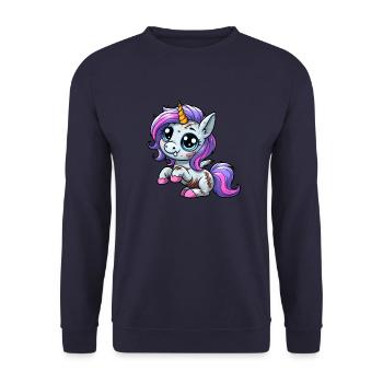Halloween Einhorn Zombie Gruseliges Fantasy - Unisex Pullover - Navy - Vorne - Alina (178cm) & Michal (187cm)
