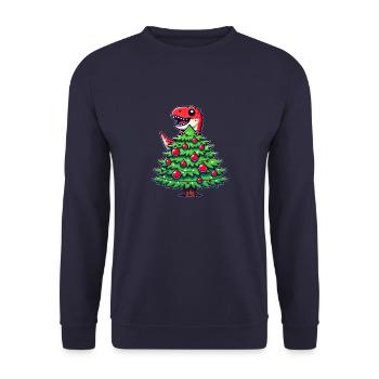 Cute Comic T-Rex Christmas - Unisex Sweatshirt - navy - Front - Alina (178cm) & Michal (187cm)