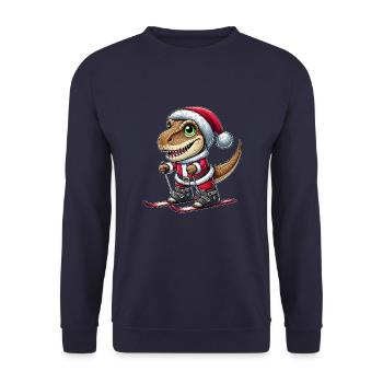 Noël Dino Skier Trex Père Noël - Sweat-shirt Unisexe - marine - Devant - Alina (178cm) & Michal (187cm)