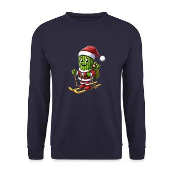 Cactus de Noël Skieur Sports d’hiver - Sweat-shirt Unisexe - marine - Devant - Alina (178cm) & Michal (187cm)