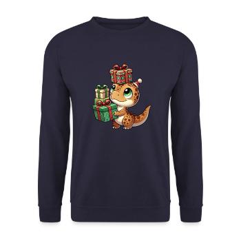 Fête de Noël Dino T-Rex - Sweat-shirt Unisexe - marine - Devant - Alina (178cm) & Michal (187cm)