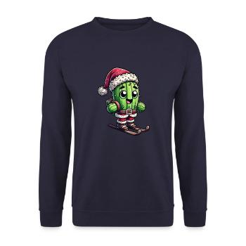 Noël Cactus Skieur Hiver Père Noël - Sweat-shirt Unisexe - marine - Devant - Alina (178cm) & Michal (187cm)