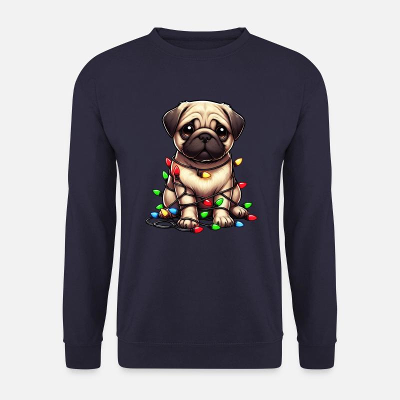 Mops Weihnachten Lichterkette sĂĽĂź tollpatsch - Unisex Pullover - Navy