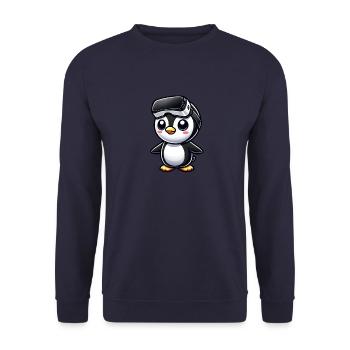 Süßer Pinguin VR Gamer Comic Gaming - Unisex Pullover - Navy - Vorne - Alina (178cm) & Michal (187cm)