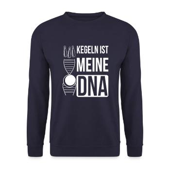 Kegeln meine DNA Kegelclub Spieler - Unisex Pullover - Navy - Vorne - Alina (178cm) & Michal (187cm)