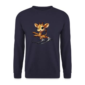 Giraffe Skifahrer Winterurlaub Wintersport - Unisex Pullover - Navy - Vorne - Alina (178cm) & Michal (187cm)