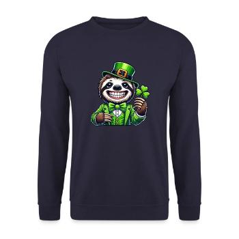 Mignon paresseux Trèfle de la Saint-Patrick Trèfle chanceux - Sweat-shirt Unisexe - marine - Devant - Alina (178cm) & Michal (187cm)