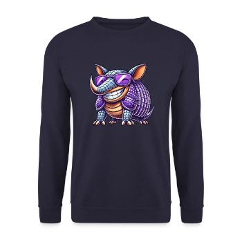 Cool Armadillo Cartoon Sunglasses Summer - Unisex Sweatshirt - navy - Front - Alina (178cm) & Michal (187cm)