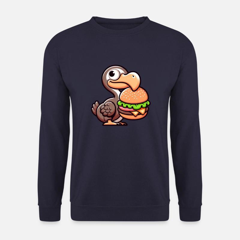 Whimsical Dodo Burger Chibi Hamburger - Unisex Sweatshirt - navy