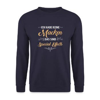 Keine Macken nur Special Effects Spruch - Unisex Pullover - Navy - Vorne - Alina (178cm) & Michal (187cm)