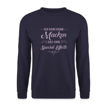 Keine Macken nur Special Effects Spruch - Unisex Pullover - Navy - Vorne - Alina (178cm) & Michal (187cm)