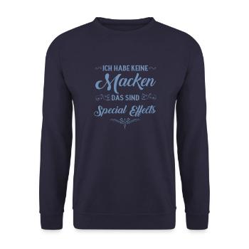 Keine Macken nur Special Effects Spruch - Unisex Pullover - Navy - Vorne - Alina (178cm) & Michal (187cm)