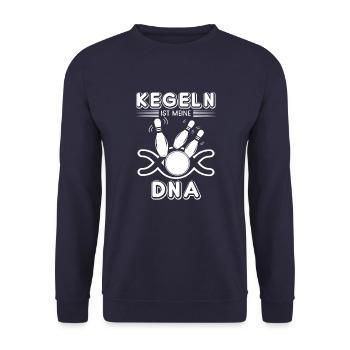 Kegeln Bowling DNA Kegelclub Leidenschaft - Unisex Pullover - Navy - Vorne - Alina (178cm) & Michal (187cm)