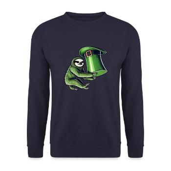 St. Patricks Day Faultier Zylinder Grün - Unisex Pullover - Navy - Vorne - Alina (178cm) & Michal (187cm)