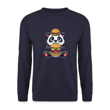 Cute panda burger Bizarre fast food - Unisex Sweatshirt - navy - Front - Alina (178cm) & Michal (187cm)