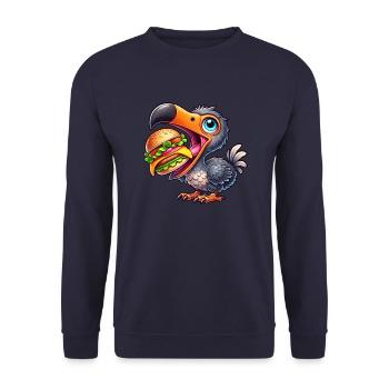 Fantaisiste Dodo Burger Hamburger Cheeseburger - Sweat-shirt Unisexe - marine - Devant - Alina (178cm) & Michal (187cm)