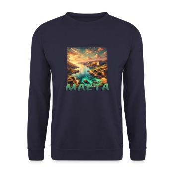 Malta Insel Mittelmeer Urlaub Grunge Stil - Unisex Pullover - Navy - Vorne - Alina (178cm) & Michal (187cm)