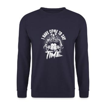 L’heure de la bière Grim Reaper est drôle - Sweat-shirt Unisexe - marine - Devant - Alina (178cm) & Michal (187cm)