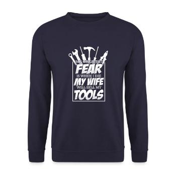 Handwerker Angst Frau verkauft mein Werkzeug - Unisex Pullover - Navy - Vorne - Alina (178cm) & Michal (187cm)